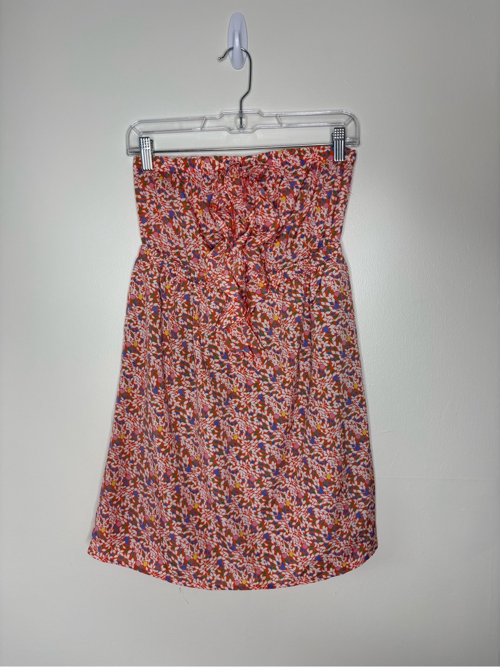 Lush floral ruffle strapless dress S